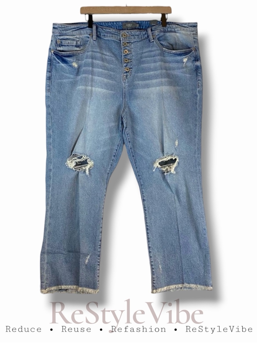 TORRID Womenβs Size 22 R Denim Jeans High Rise Button Fly Destructed Stretch NWT